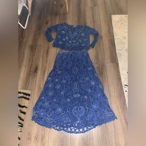 HIBIS Blue Lace beaded 2 piece Set